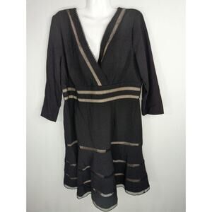 Shani Lattice Trimmed Fit & Flare Dress Black Beige Womens Size 16 NWT Whimsical